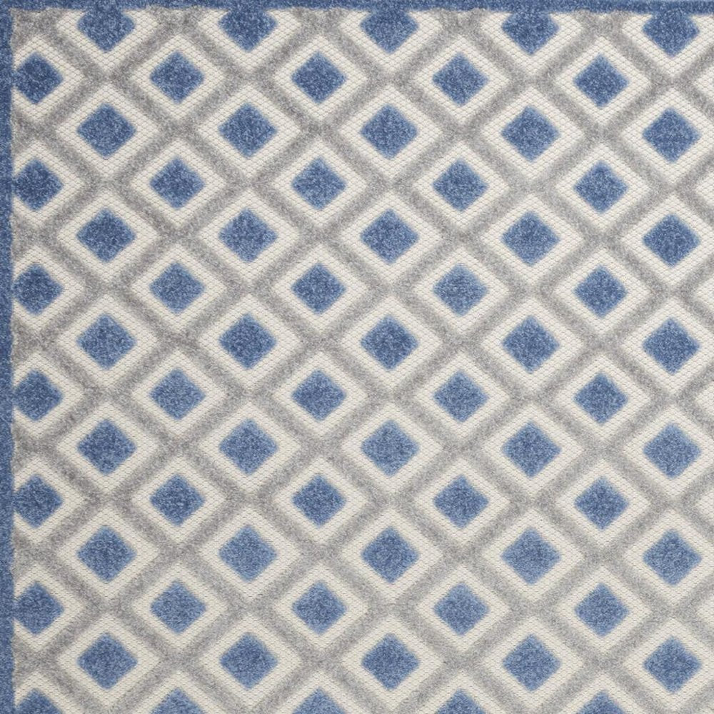 5' Blue And Gray Round Indoor Outdoor Area Rug
