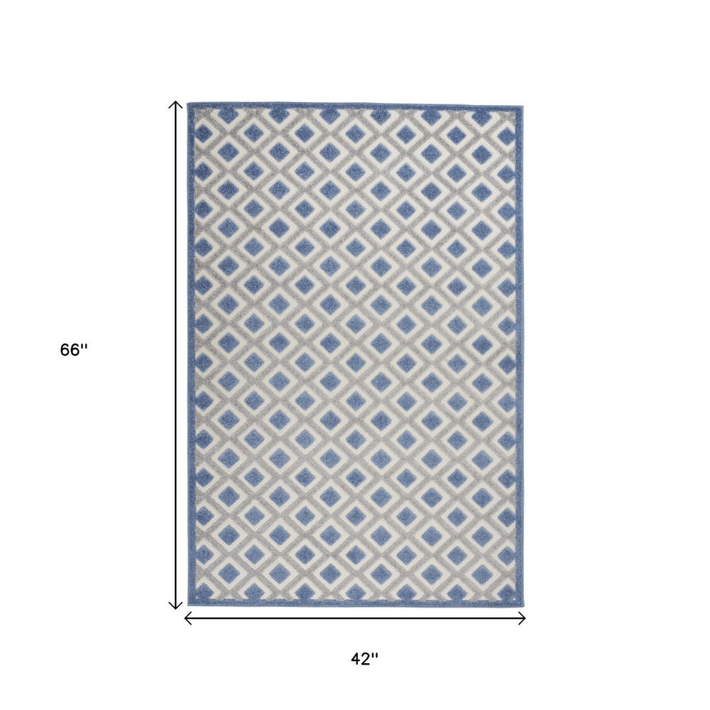 6' X 9' Blue And Gray Indoor Outdoor Area Rug