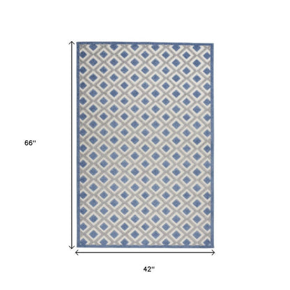 6' X 9' Blue And Gray Indoor Outdoor Area Rug