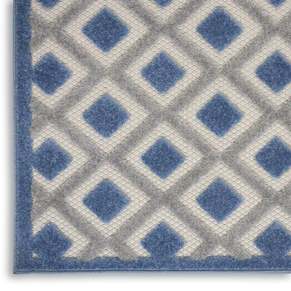 6' X 9' Blue And Gray Indoor Outdoor Area Rug