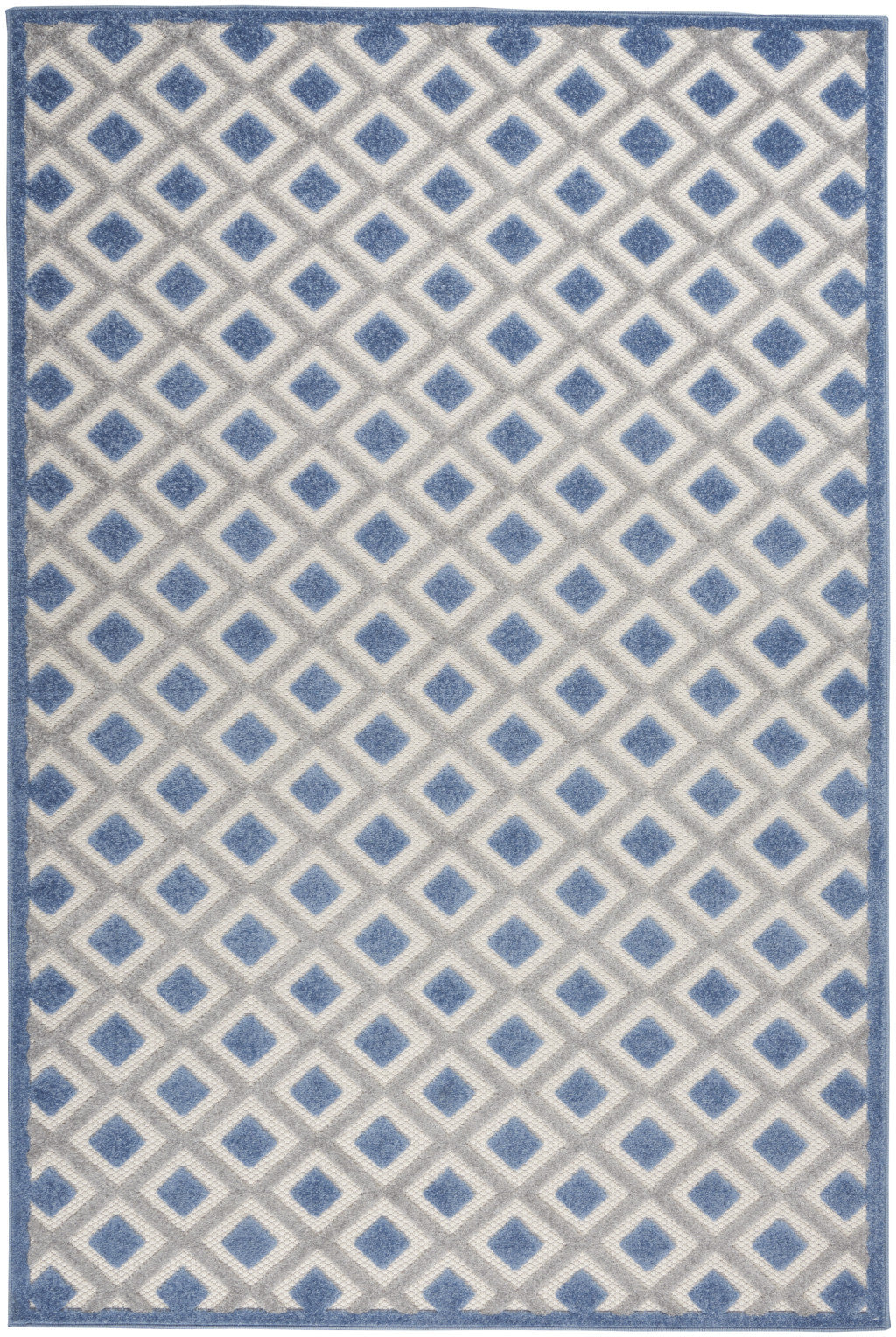 6' X 9' Blue And Gray Geometric Indoor Outdoor Area Rug