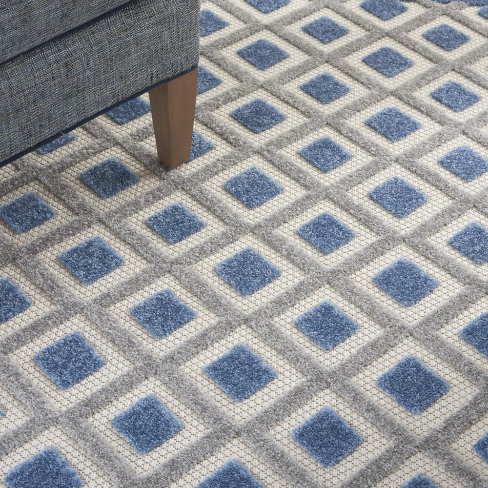 4' X 6' Blue And Gray Indoor Outdoor Area Rug