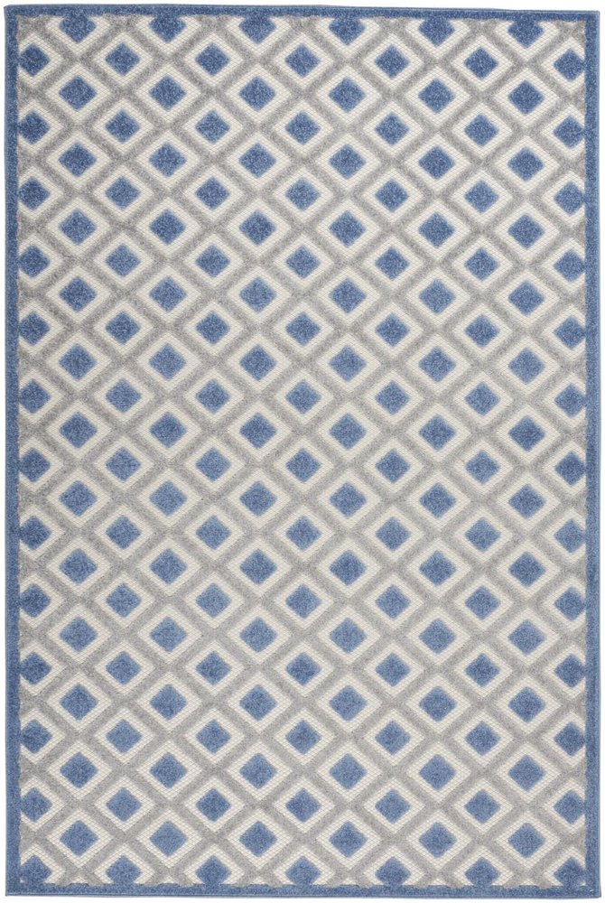 5' Blue And Gray Round Indoor Outdoor Area Rug