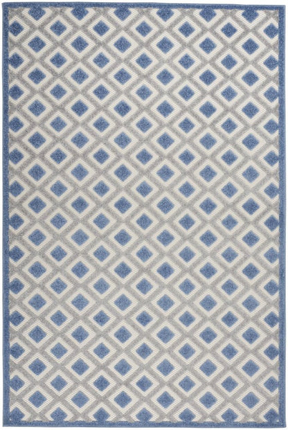 5' Blue And Gray Round Indoor Outdoor Area Rug