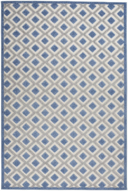 6' X 9' Blue And Gray Indoor Outdoor Area Rug
