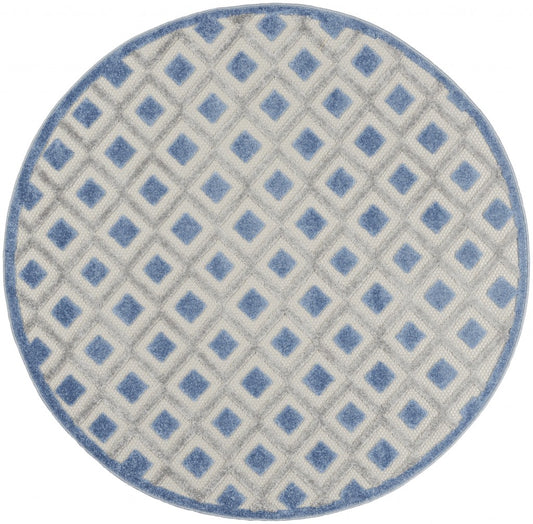 4' X 6' Blue And Gray Geometric Indoor Outdoor Area Rug