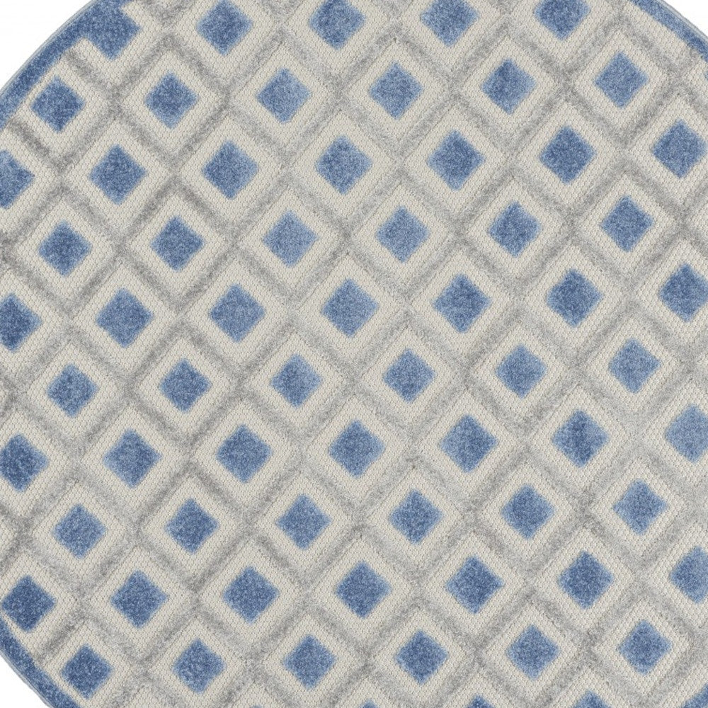 6' X 9' Blue And Gray Geometric Indoor Outdoor Area Rug