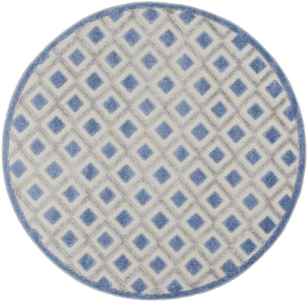 6' X 9' Blue And Gray Indoor Outdoor Area Rug