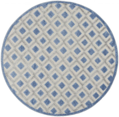 4' X 6' Blue And Gray Indoor Outdoor Area Rug