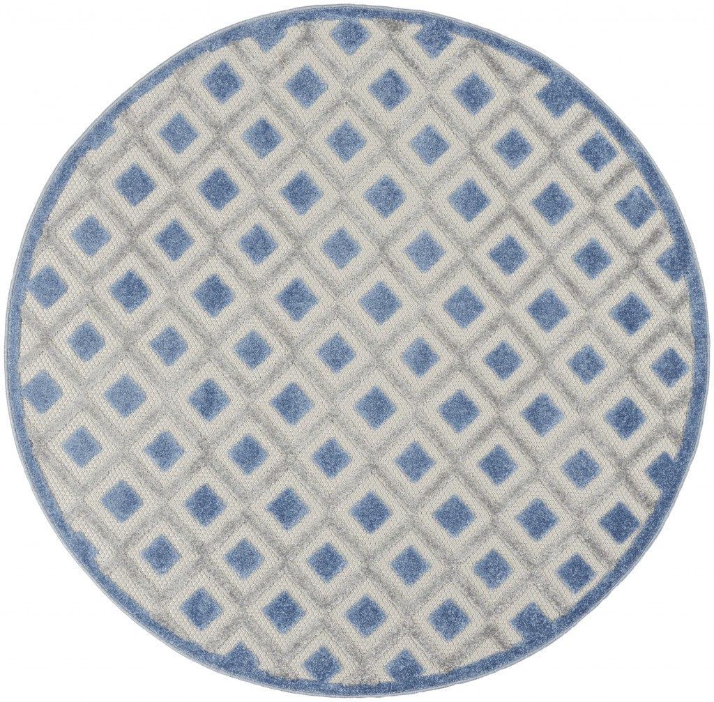 6' X 9' Blue And Gray Geometric Indoor Outdoor Area Rug