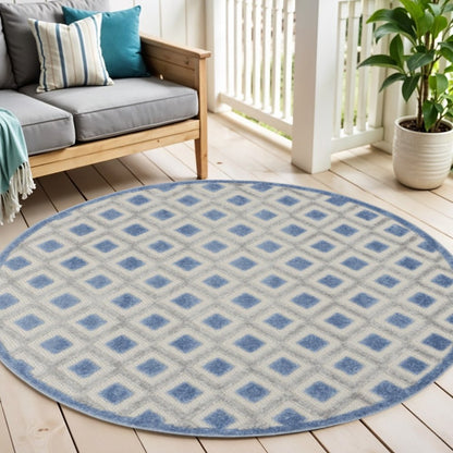 6' X 9' Blue And Gray Indoor Outdoor Area Rug