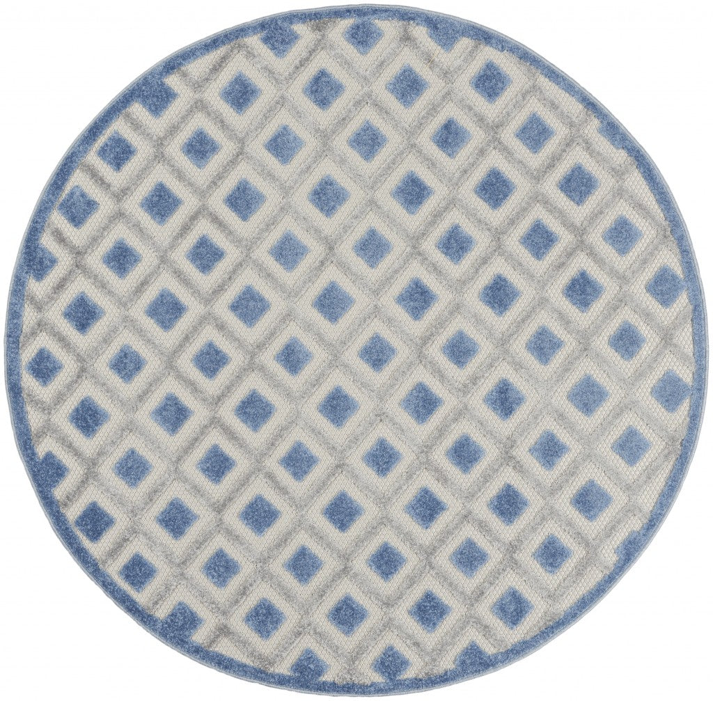 6' X 9' Blue And Gray Geometric Indoor Outdoor Area Rug