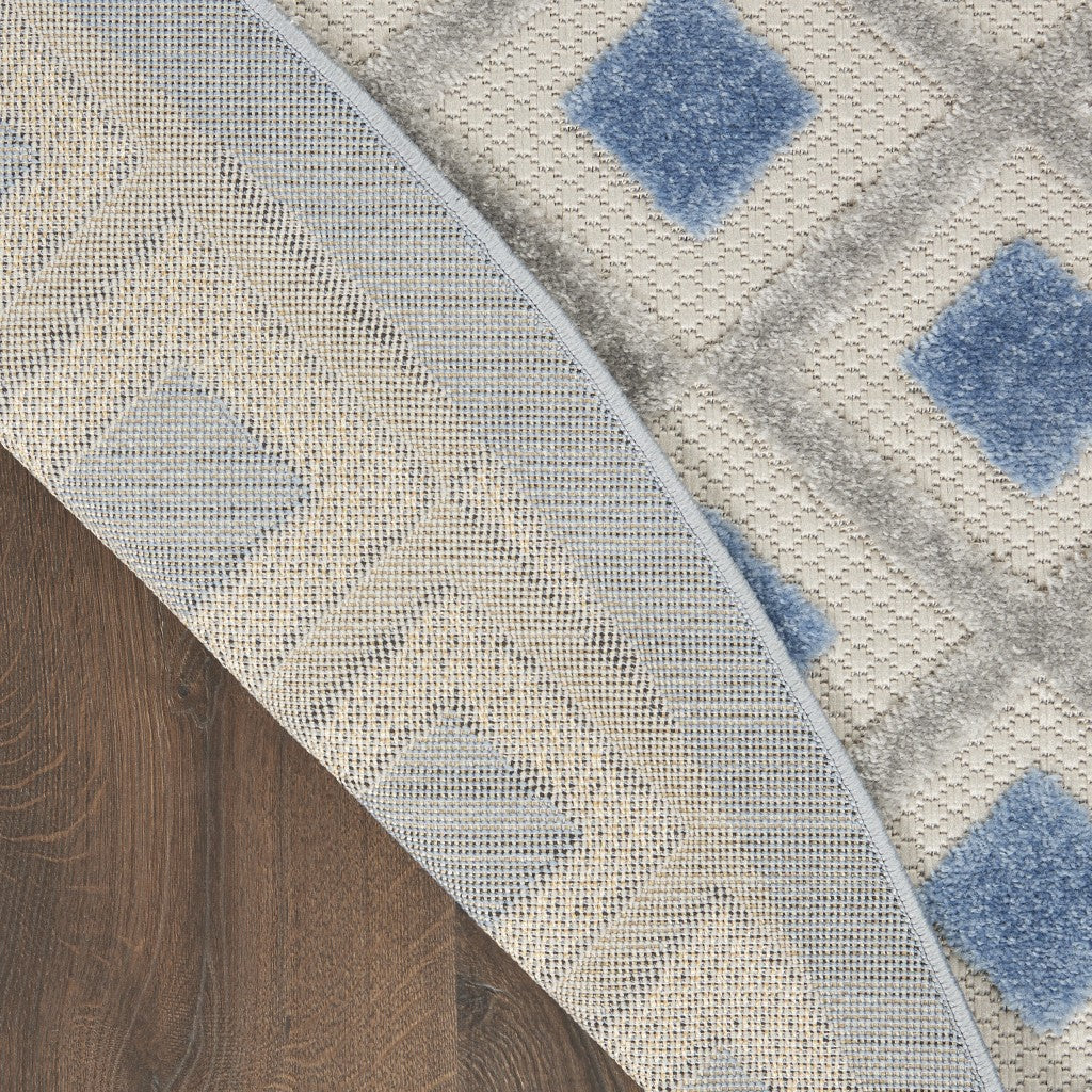 6' X 9' Blue And Gray Geometric Indoor Outdoor Area Rug