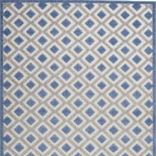 4' X 6' Blue And Gray Geometric Indoor Outdoor Area Rug