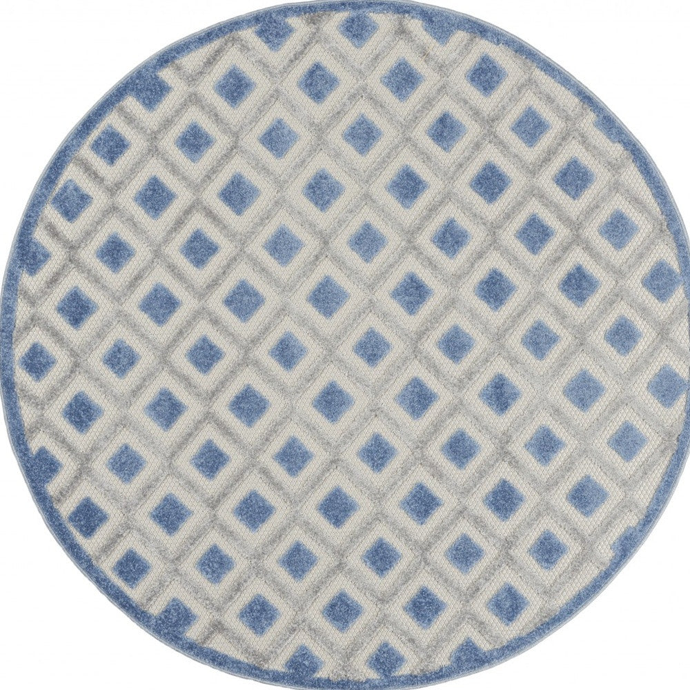 4' X 6' Blue And Gray Geometric Indoor Outdoor Area Rug