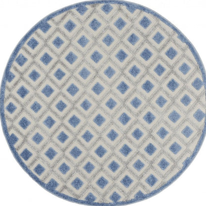 4' X 6' Blue And Gray Indoor Outdoor Area Rug