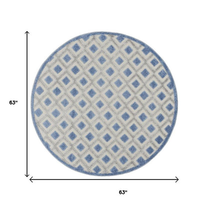 4' X 6' Blue And Gray Indoor Outdoor Area Rug