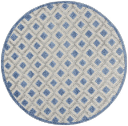 4' X 6' Blue And Gray Indoor Outdoor Area Rug