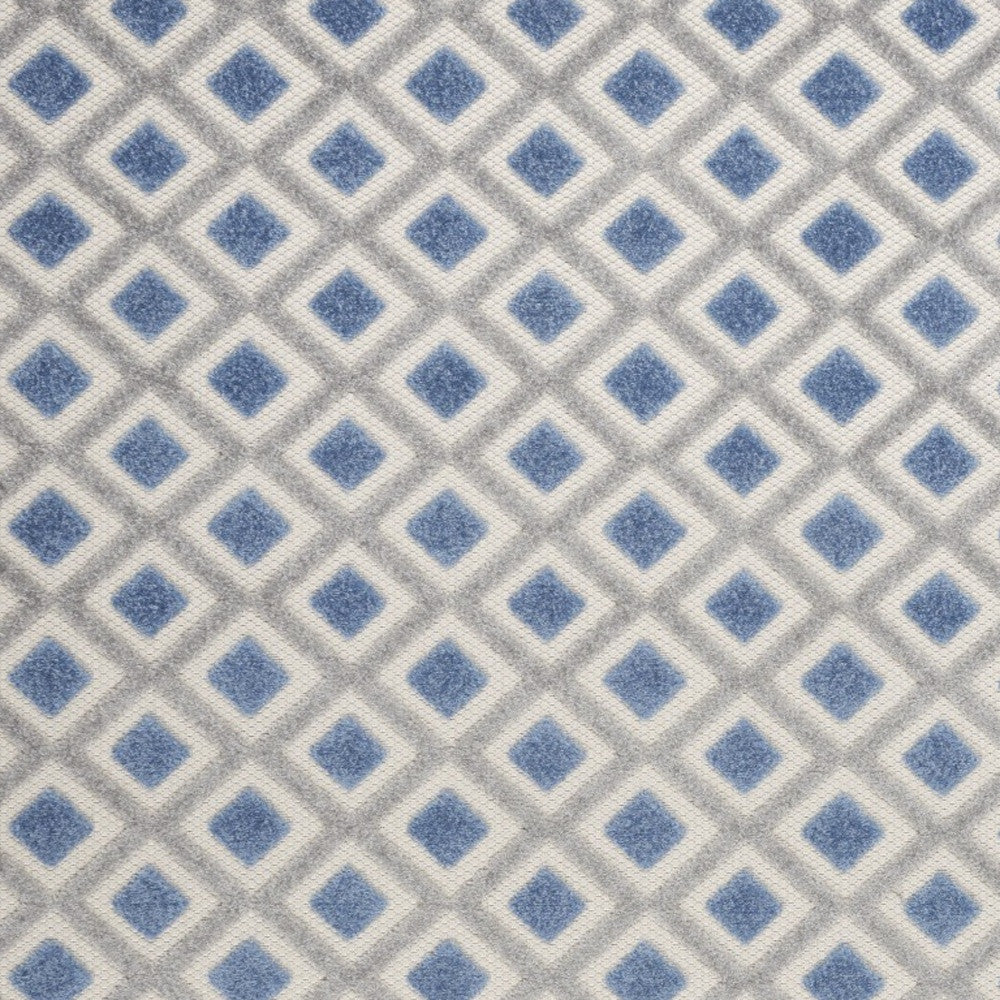 4' X 6' Blue And Gray Geometric Indoor Outdoor Area Rug