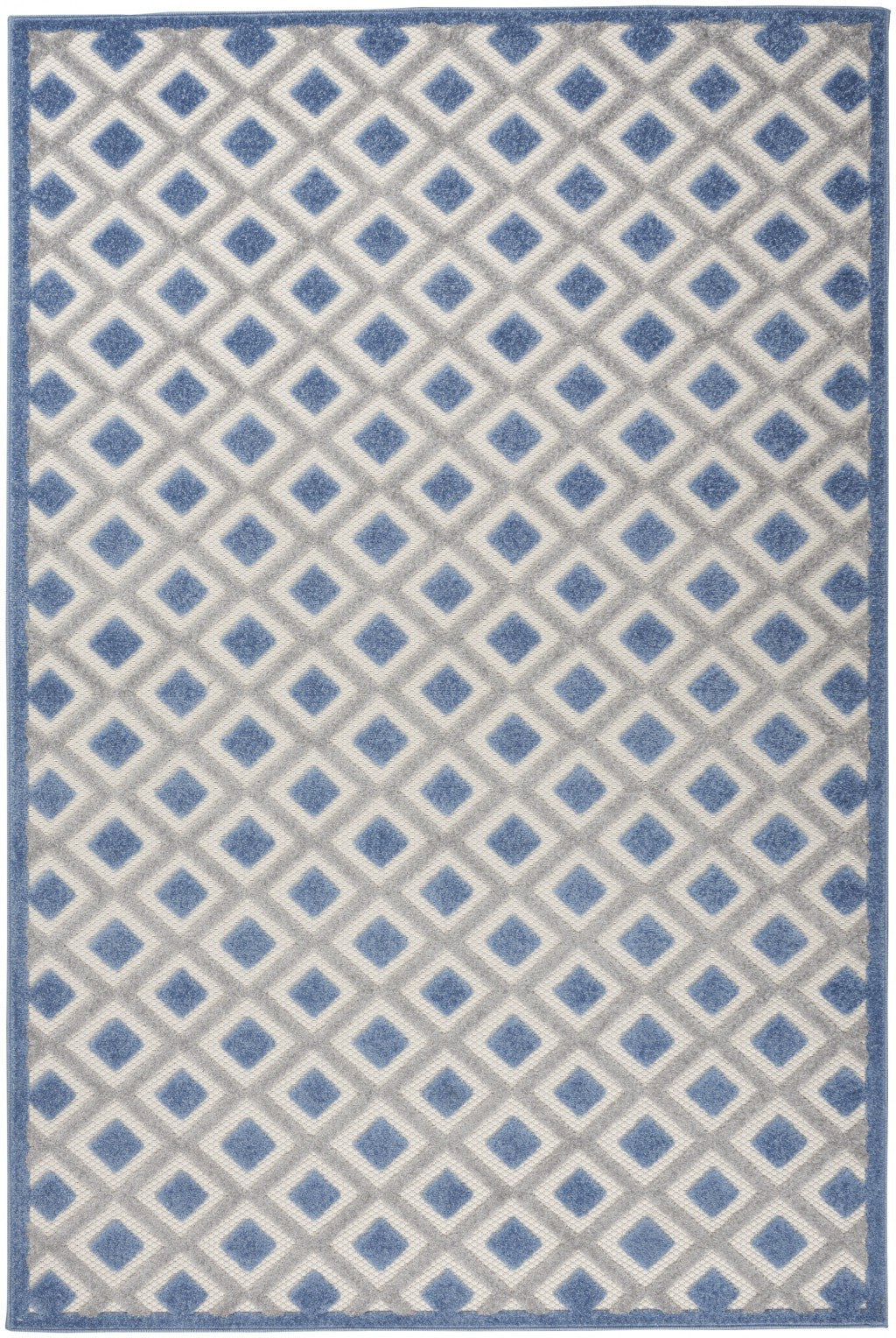 4' X 6' Blue And Gray Geometric Indoor Outdoor Area Rug