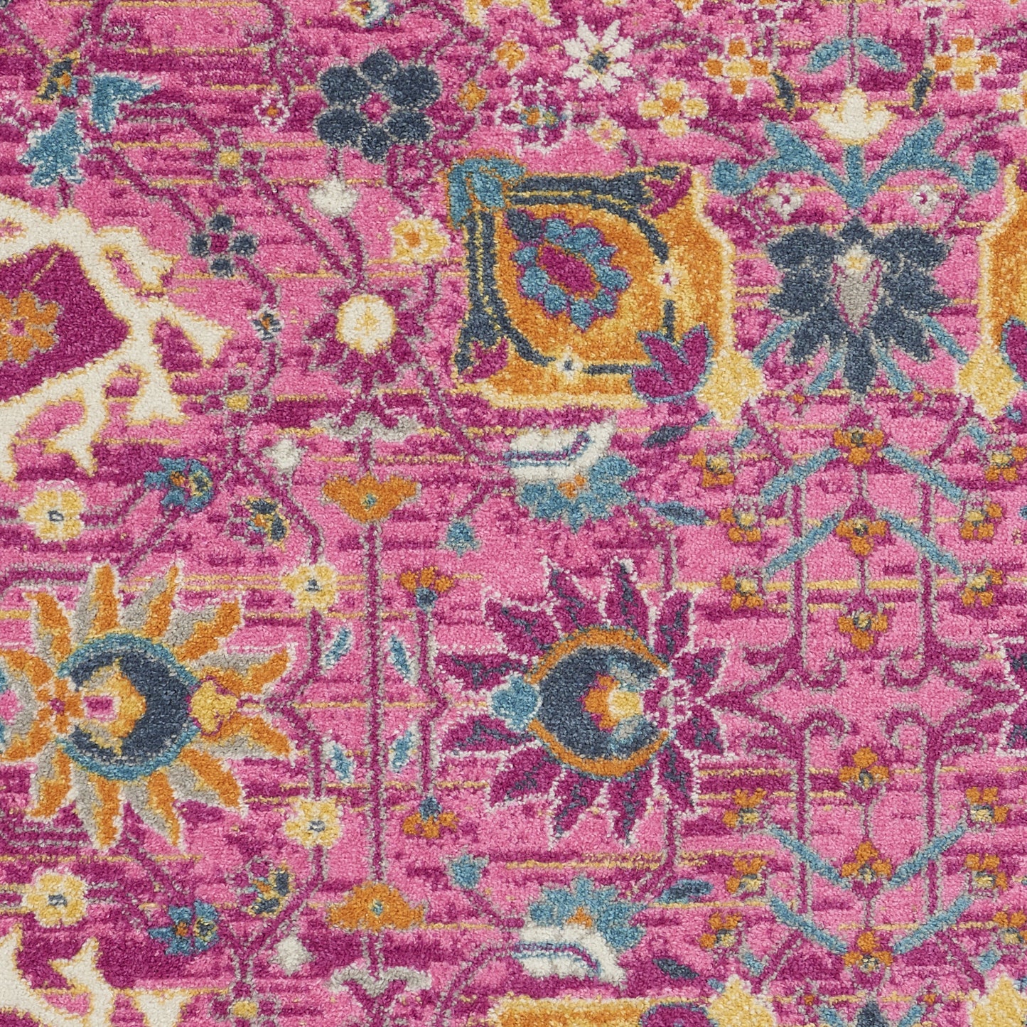 4' X 6' Fuchsia Floral Power Loom Area Rug