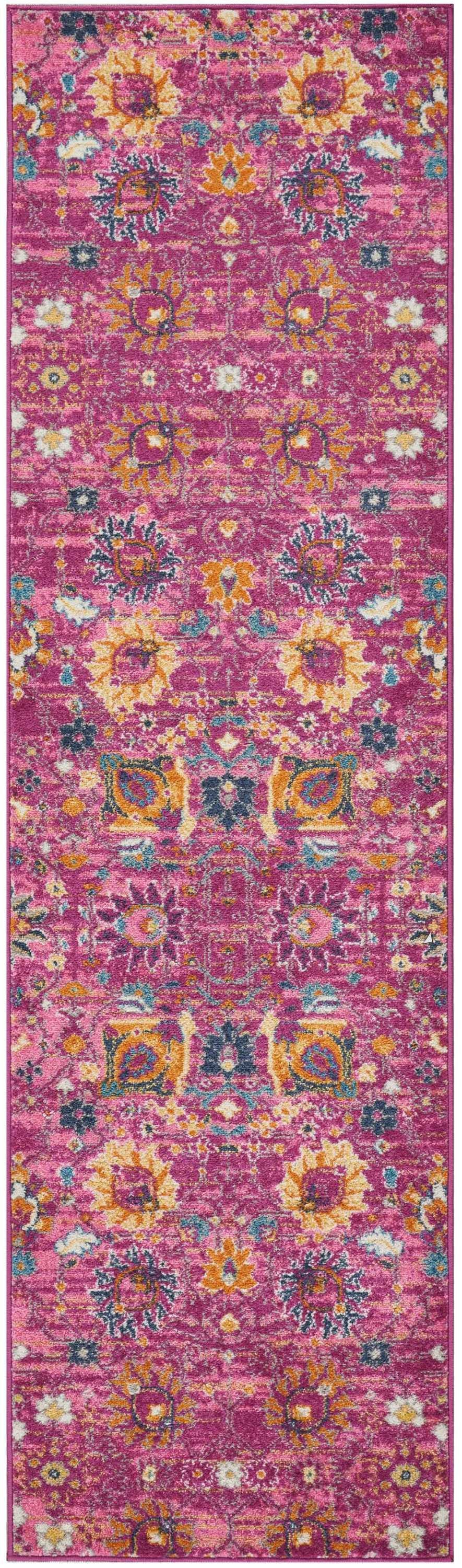 4' X 6' Fuchsia Floral Power Loom Area Rug