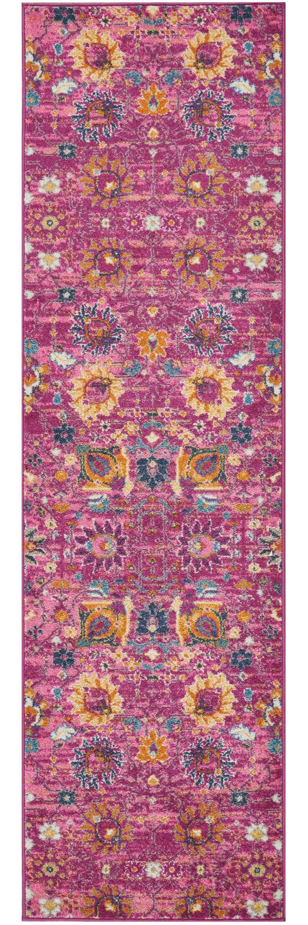 4' X 6' Fuchsia Floral Power Loom Area Rug