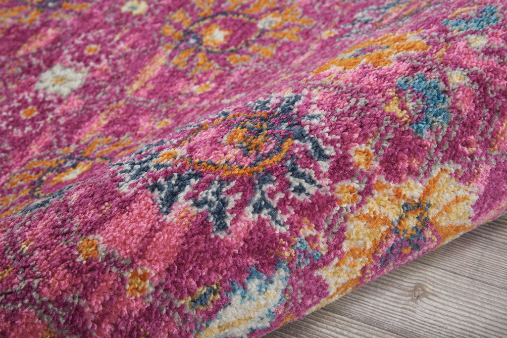 4' X 6' Fuchsia Floral Power Loom Area Rug