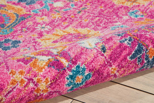 5' X 7' Fuchsia Floral Power Loom Area Rug