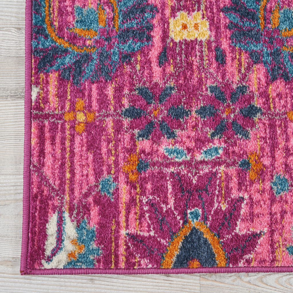 4' X 6' Fuchsia Floral Power Loom Area Rug