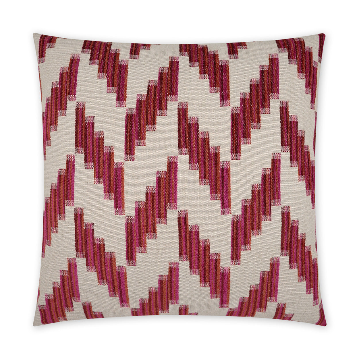 Decorative rectangular pillow in Sangria with a burgundy chevron zigzag pattern on woven fabric