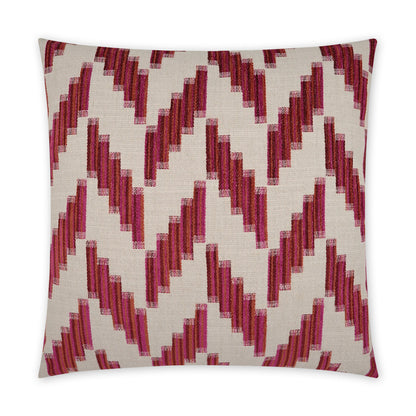 Decorative rectangular pillow in Sangria with a burgundy chevron zigzag pattern on woven fabric