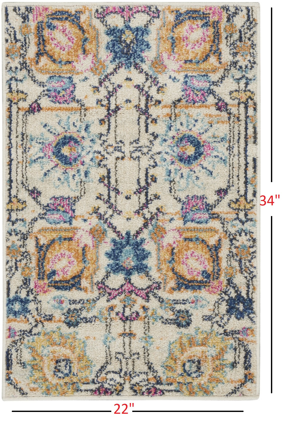 8' X 10' Orange And Ivory Floral Power Loom Area Rug