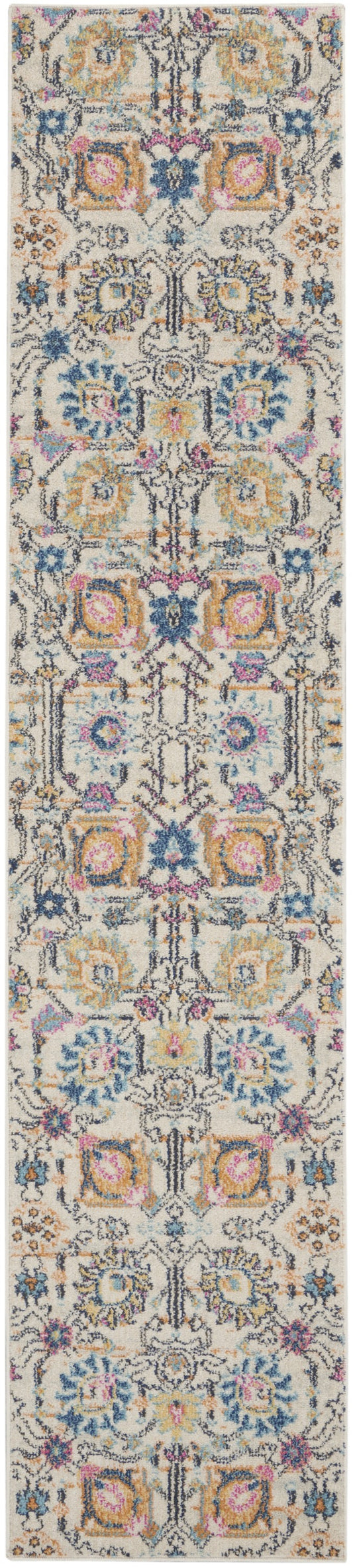 2' X 3' Orange And Ivory Floral Power Loom Area Rug