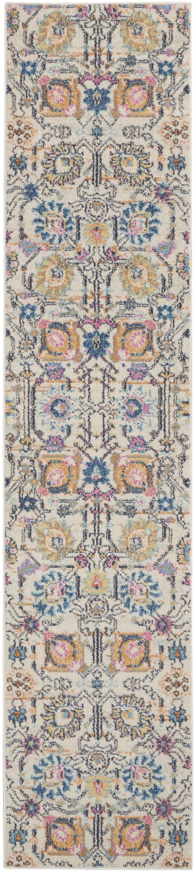 5' X 7' Orange And Ivory Floral Power Loom Area Rug