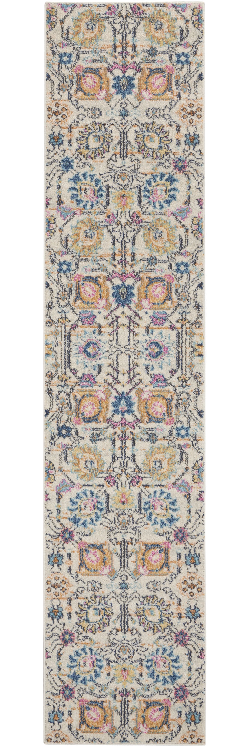 5' X 7' Orange And Ivory Floral Power Loom Area Rug