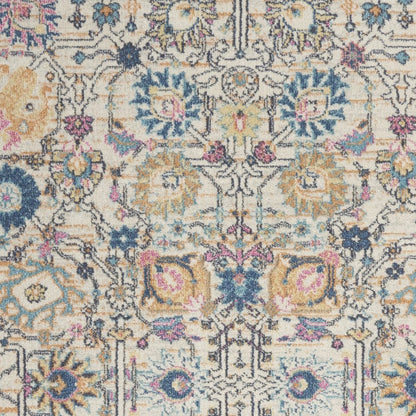 4' X 6' Ivory And Blue Floral Area Rug