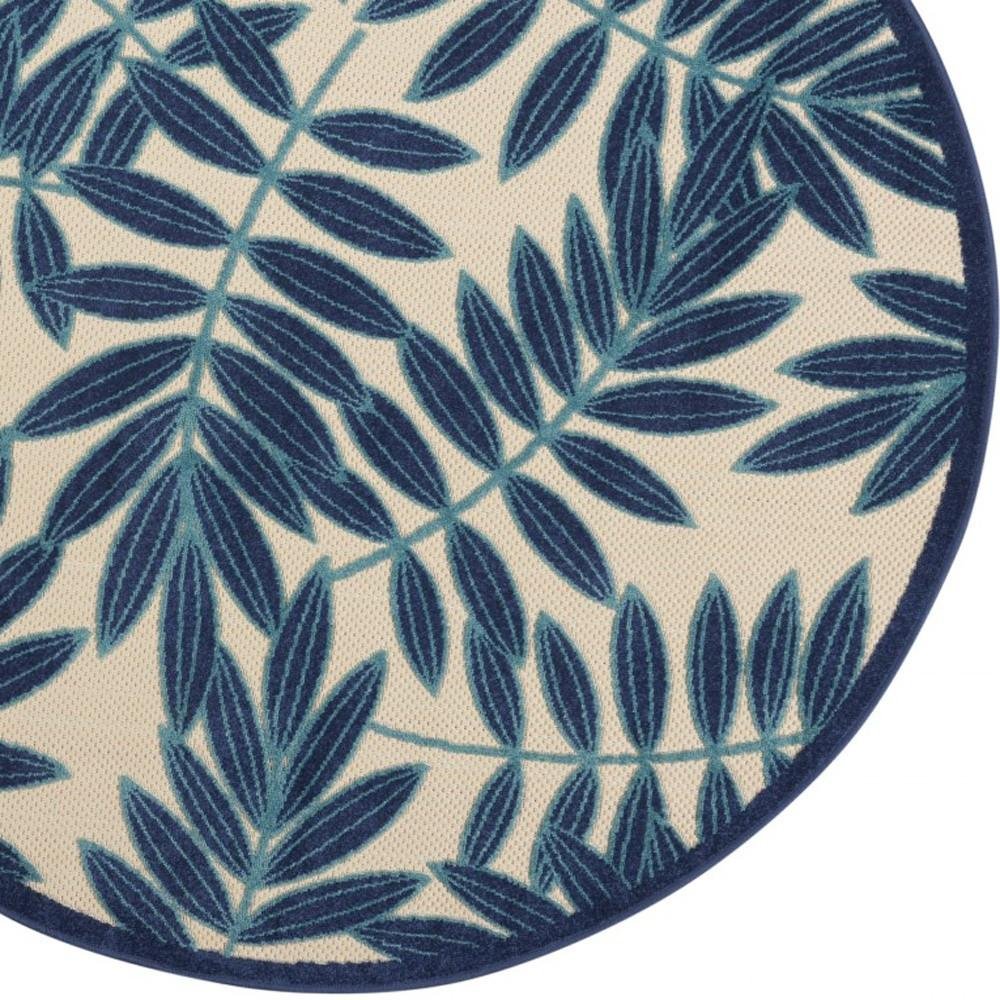 6' X 9' Blue And Ivory Floral Indoor Outdoor Area Rug
