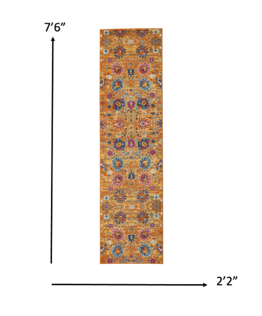 6' Sunset Floral Power Loom Runner Rug