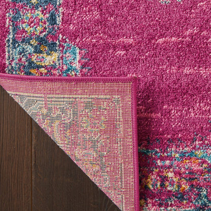 4' X 6' Fuchsia And Blue Oriental Distressed Area Rug