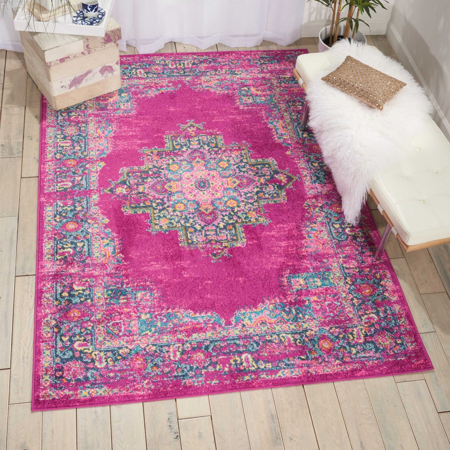 7' X 10' Fuchsia Power Loom Area Rug