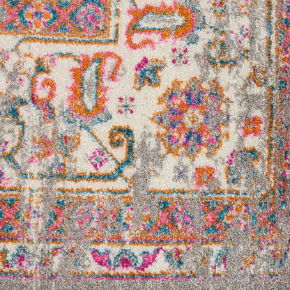 10' Gray And Gold Medallion Distressed Runner Rug