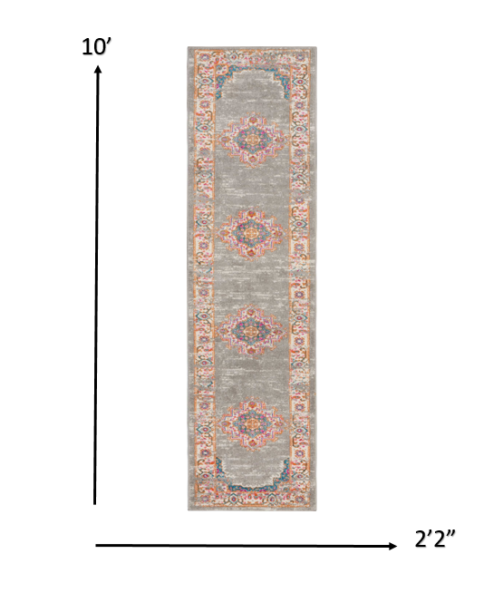 6' Gray Power Loom Runner Rug