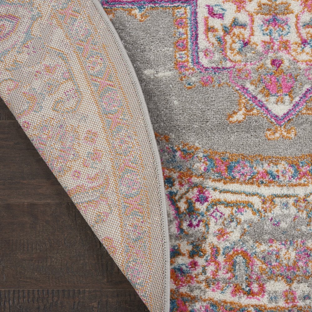 4' X 6' Gray And Gold Medallion Distressed Area Rug