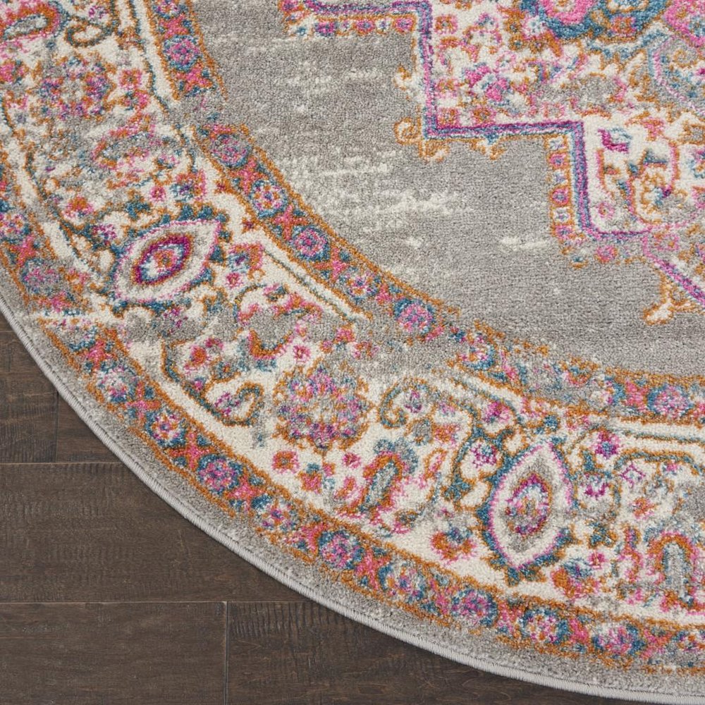 8' X 10' Gray And Gold Medallion Distressed Area Rug