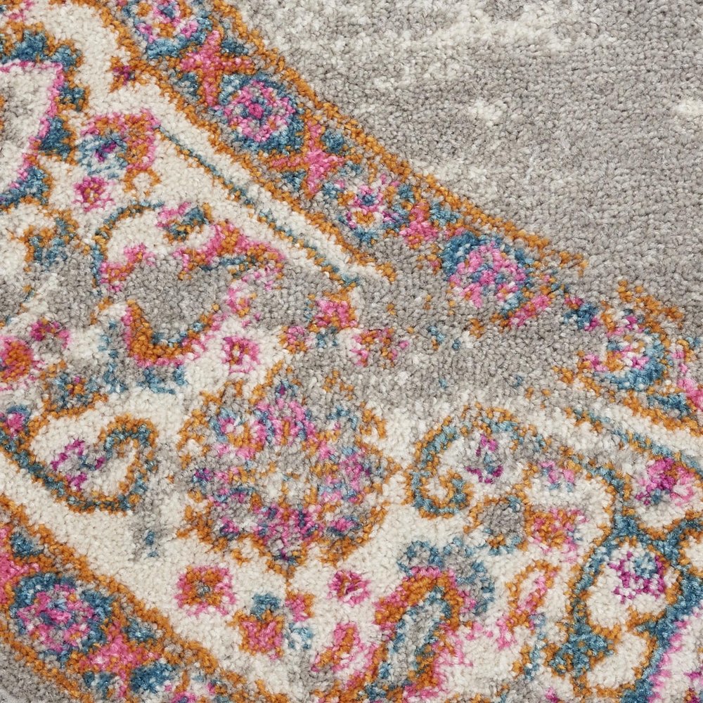 8' X 10' Gray And Gold Medallion Distressed Area Rug