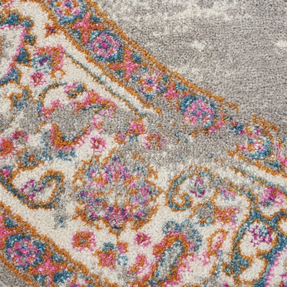8' X 10' Gray And Gold Medallion Distressed Area Rug