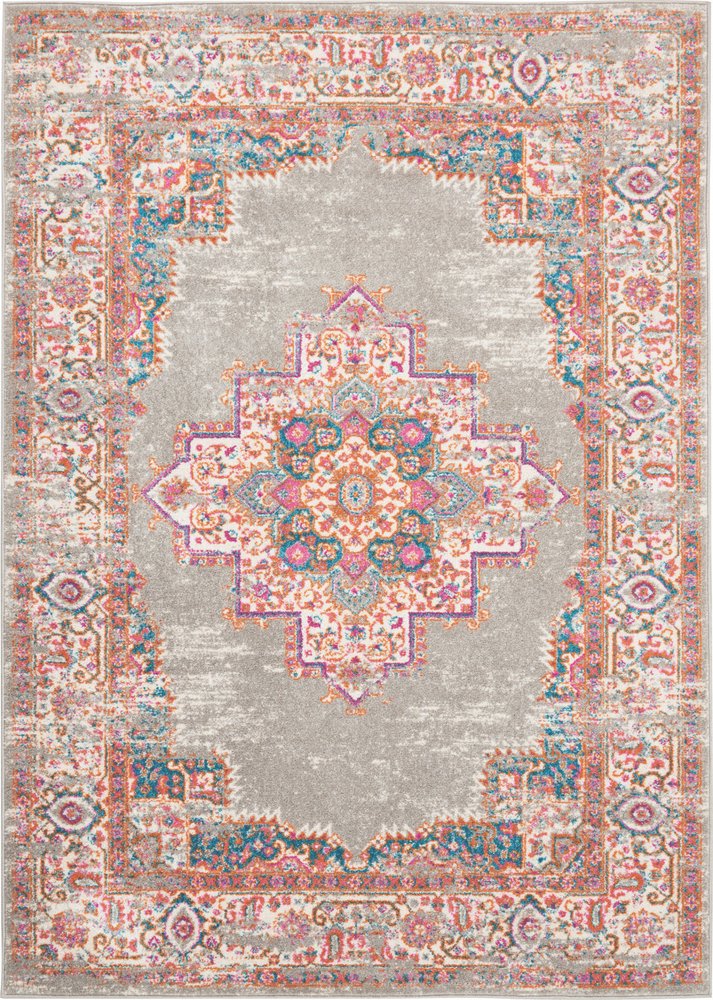 4' X 6' Gray And Gold Medallion Distressed Area Rug