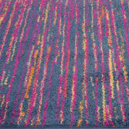 5' X 7' Blue And Orange Abstract Area Rug