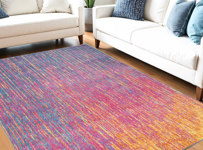 2' X 3' Blue And Orange Abstract Area Rug